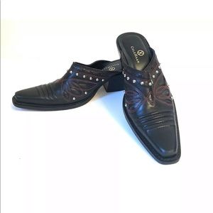 Cole HAAN Slip on Black Square Point Mules